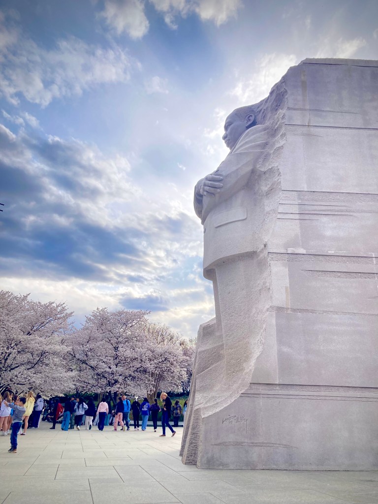A photo of the Martin Luther, King, Jr statue in Washington, DC.